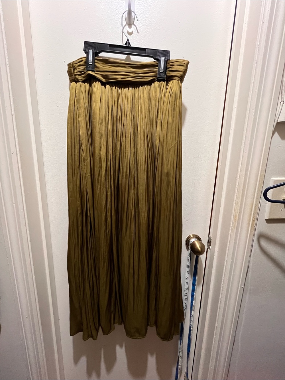 Olive Green Pleated Maxi Skirt